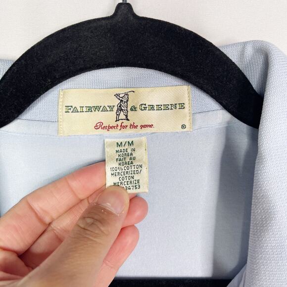 Fairway & Greene Mens Large L Light Blue Pine Valley Cotton Golf Polo Shirt FLAW - Picture 4 of 10